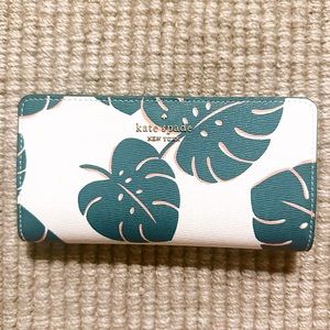 Kate Spade Large Slim Bifold Wallet, Monstera Leaves Plant